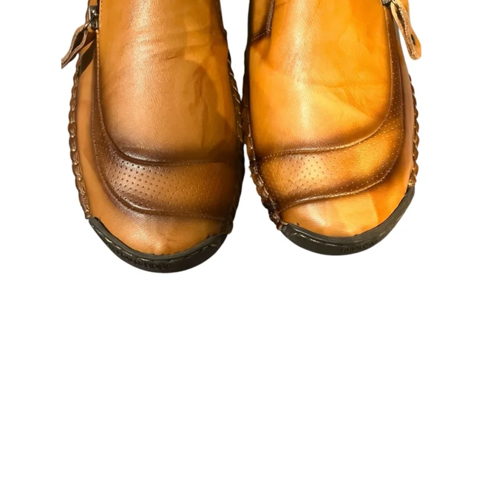 Caoutchouc Brown Leather Driving Shoes for Men 14.5